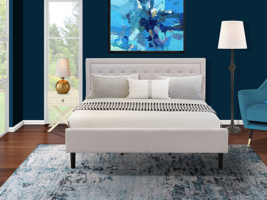 FN08K-2SL5O Luxe King Bedroom Bundle with Mist Beige Bed & Sleek White Nightstand - Robust & Timeless Design