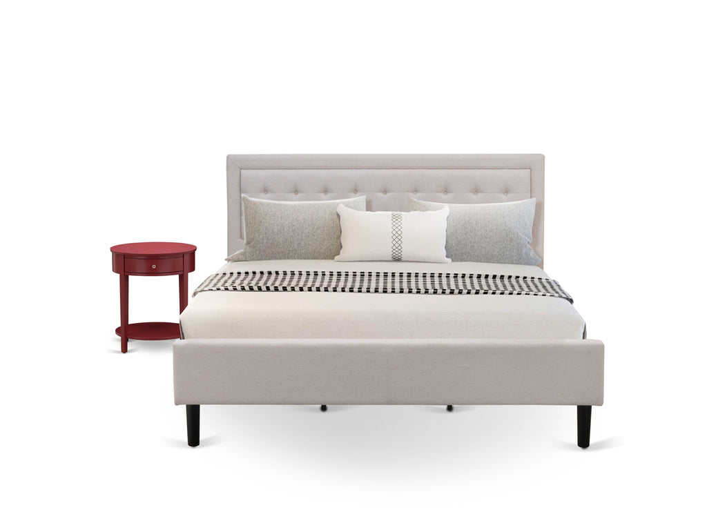 FN08K-T19WG 2-Piece Fannin Bedroom Ensemble with a King Bed and Vintage Nightstand in Mist Beige