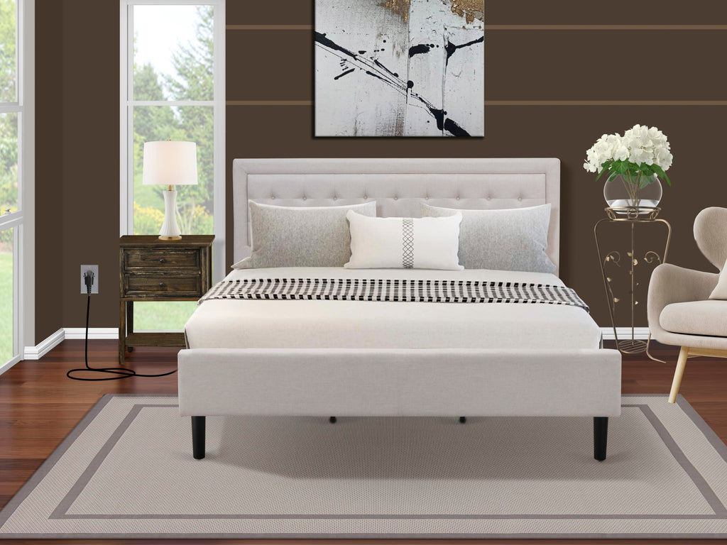 FN08K-7KGJ6 2-Piece Mist Beige King Suite Sturdy Frame with Matching Nightstand
