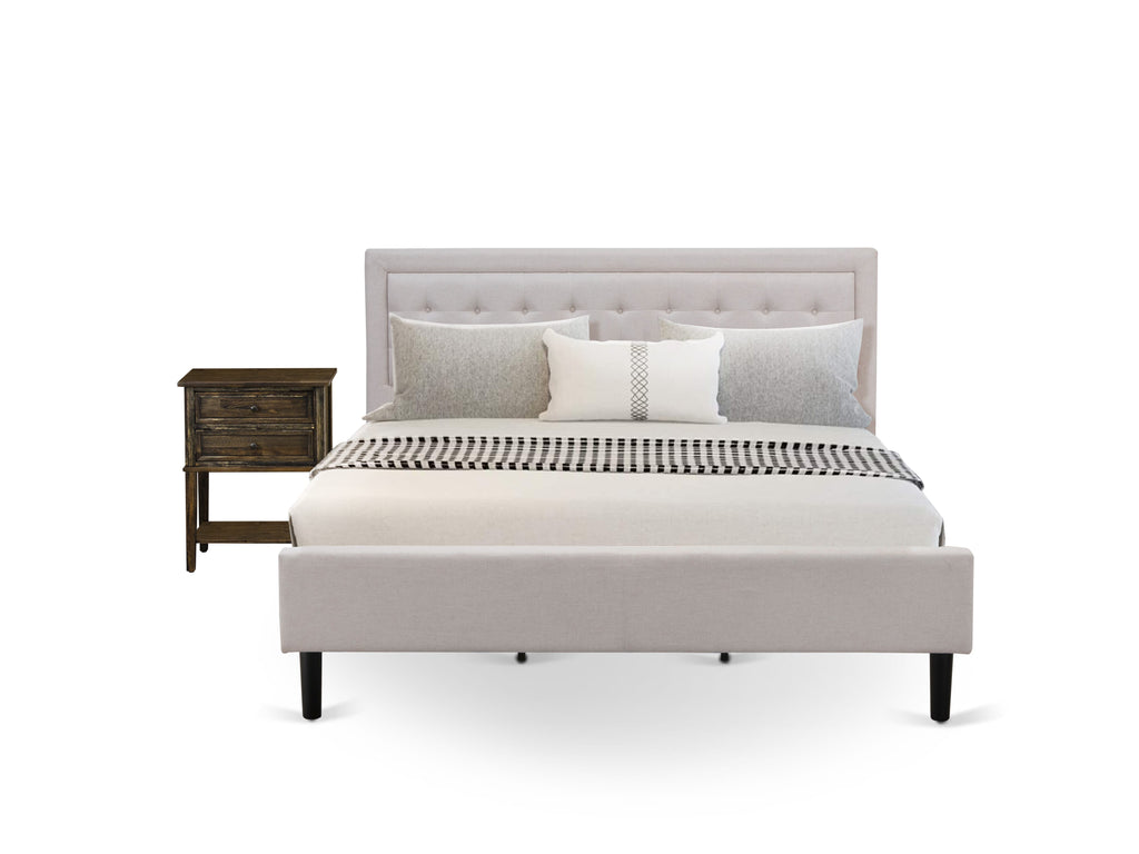 FN08K-7KGJ6 2-Piece Mist Beige King Suite Sturdy Frame with Matching Nightstand