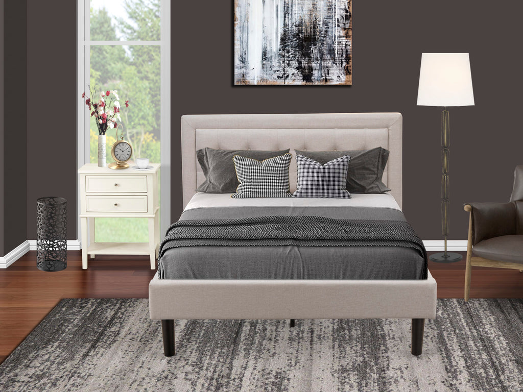 FN08K-WCXN9 Mist Beige Upholstered Furniture Set with King Bed and Compact Nightstand - Sturdy Build for Enduring Use