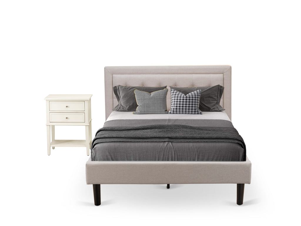 FN08K-WCXN9 Mist Beige Upholstered Furniture Set with King Bed and Compact Nightstand - Sturdy Build for Enduring Use