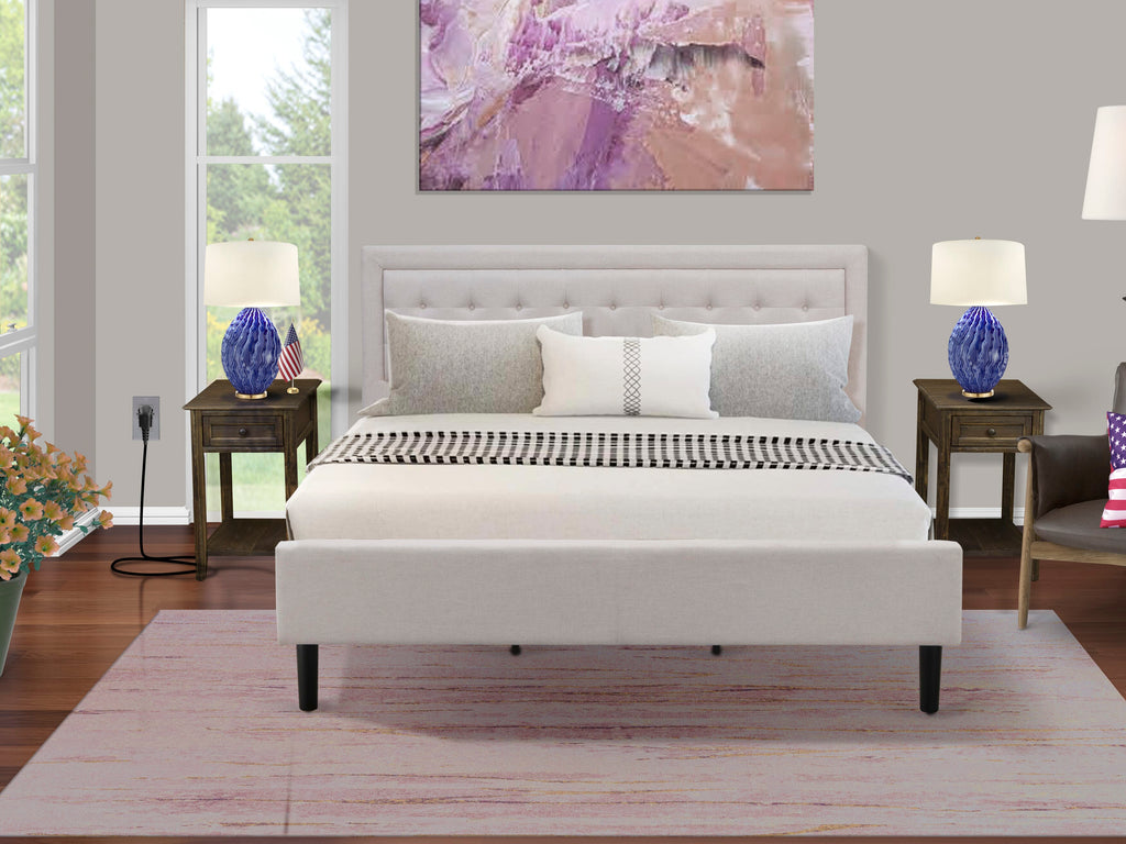 FN08K-6KS6K 3-Piece Fannin King Suite Bed with Nightstands in Mist Beige Linen for Timeless Decor Flair