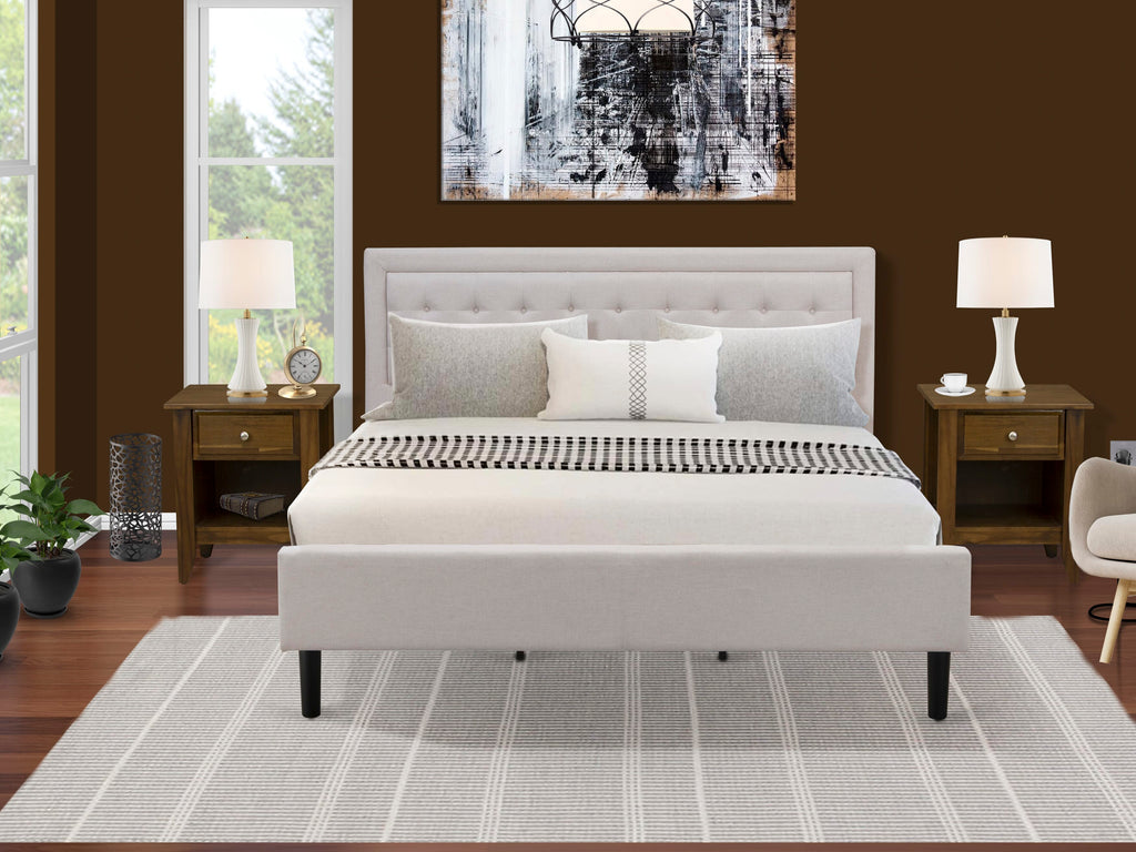 FN08K-G1Z2C Transform Your Space 3-Piece King Set with Bed Frame & Nightstands, Mist Beige Touch