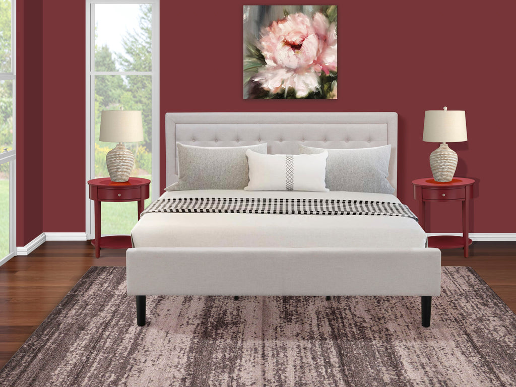 FN08K-6YM76 3-Piece Fannin Modern Bedroom Ensemble with Bed & Nightstands - Timeless Elegance and Quality Built in Mist Beige Linen