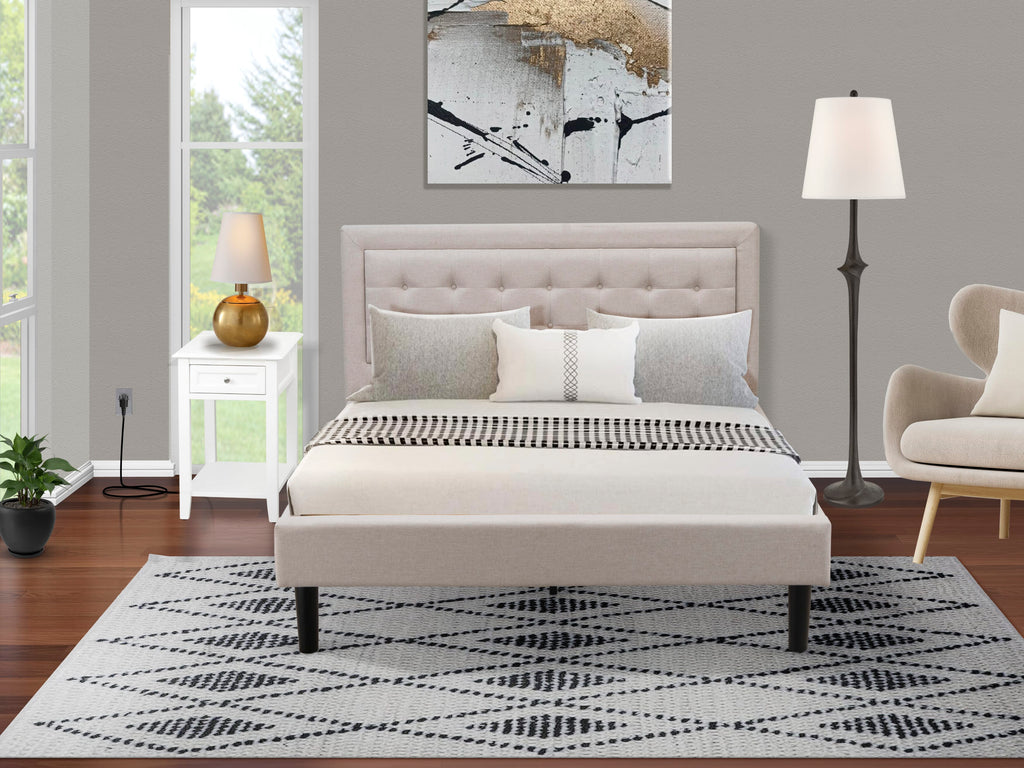 FN08Q-QPENK 2-Piece Fannin Queen Sleeping Ensemble with Modern Bed & Nightstand - Mist Beige Linen Comfort