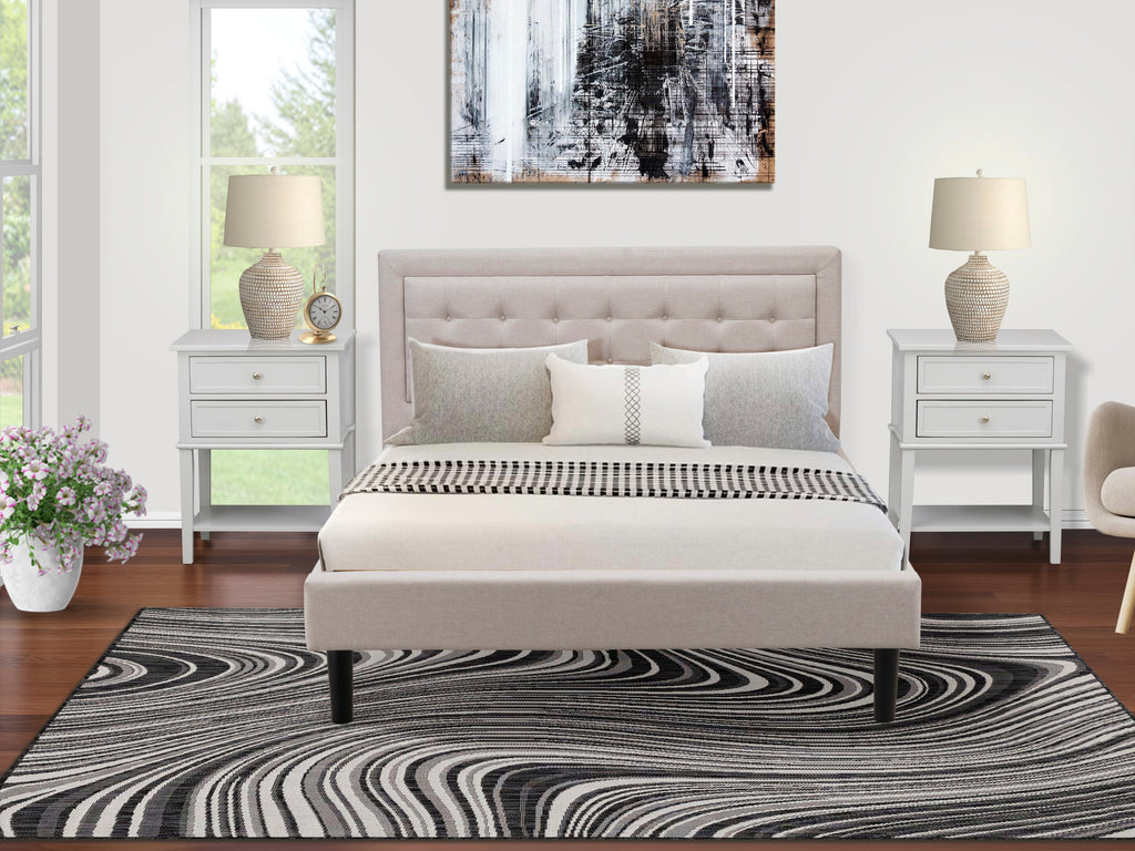 FN08Q-5AHQ0 Stylish Three-Piece Bedroom Suite Includes Queen Bed & Two Nightstands in Misty Beige Finish