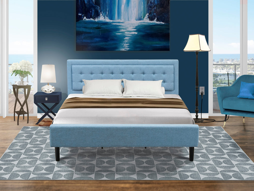 FN11K-R5C15 King Fannin 2-Piece Ensemble Breakfast Frame & Petite Blue Nightstand Set with Durable Build