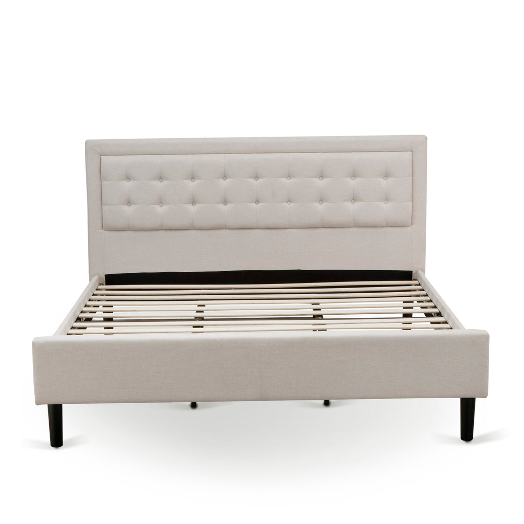 FN08K-UK9IO 3-Piece Bedroom Ensemble King Platform Bed & Twin Nightstands Durable Mist Beige Style