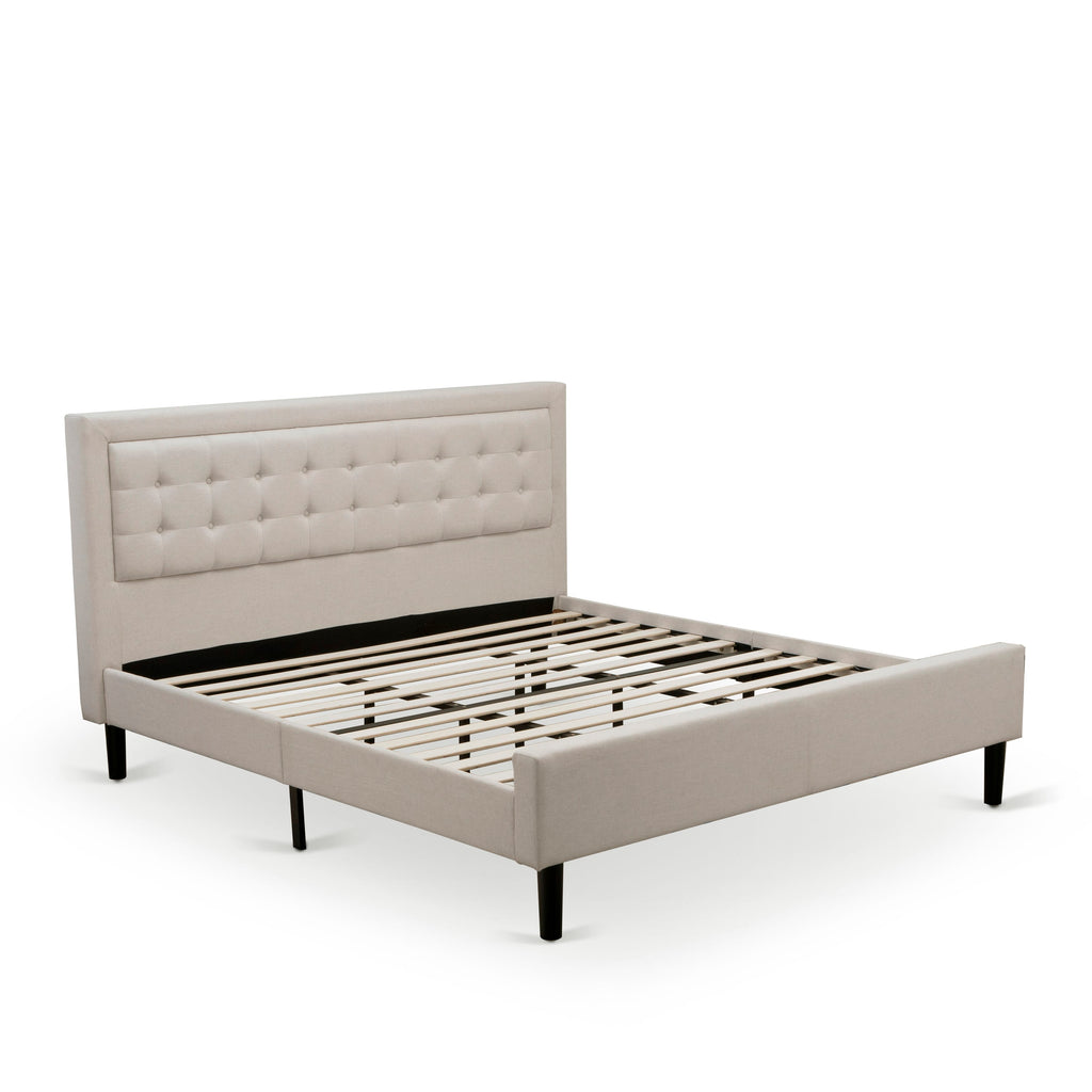 FN08K-6YM76 3-Piece Fannin Modern Bedroom Ensemble with Bed & Nightstands - Timeless Elegance and Quality Built in Mist Beige Linen