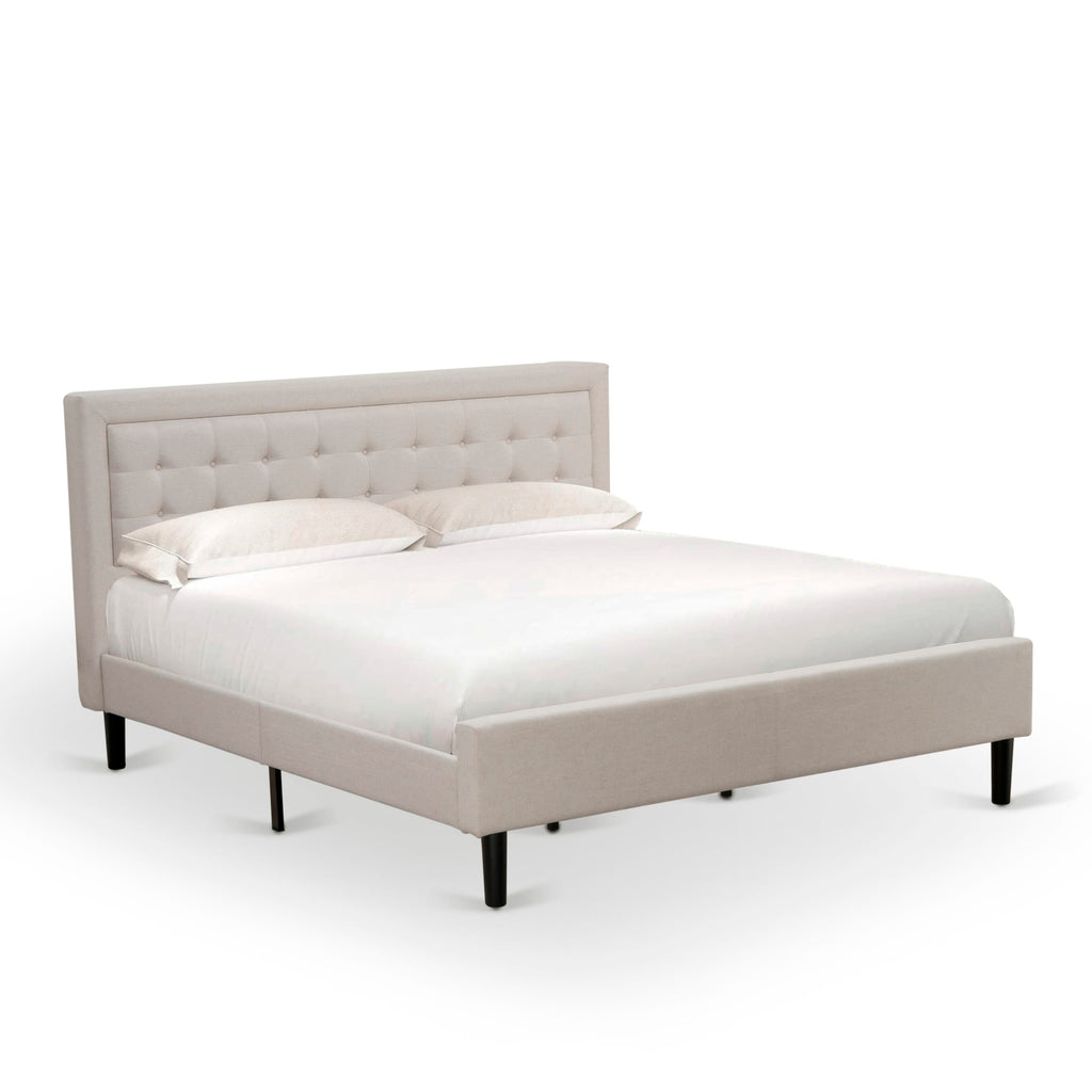 FN08K-6KS6K 3-Piece Fannin King Suite Bed with Nightstands in Mist Beige Linen for Timeless Decor Flair