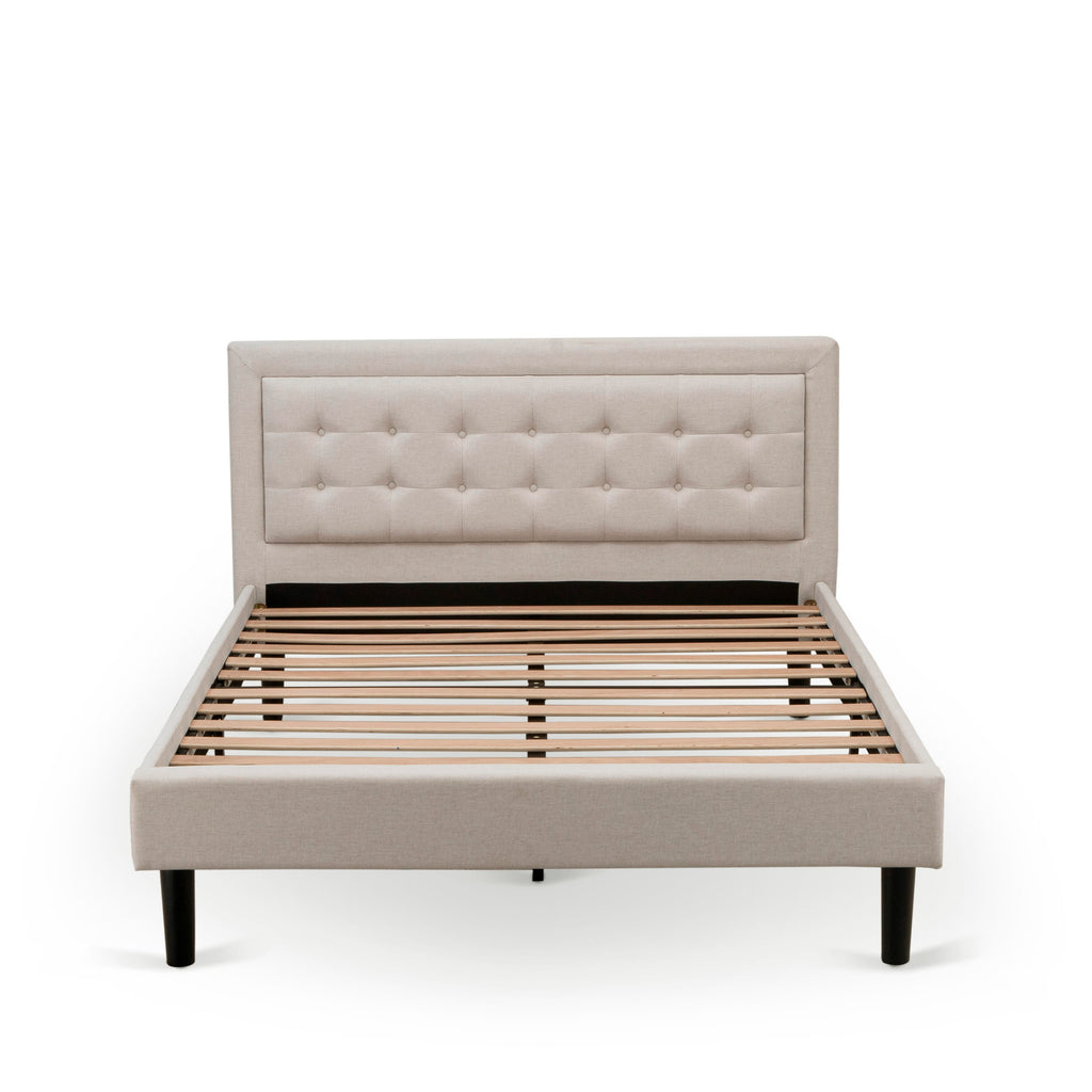 FN08Q-QPENK 2-Piece Fannin Queen Sleeping Ensemble with Modern Bed & Nightstand - Mist Beige Linen Comfort