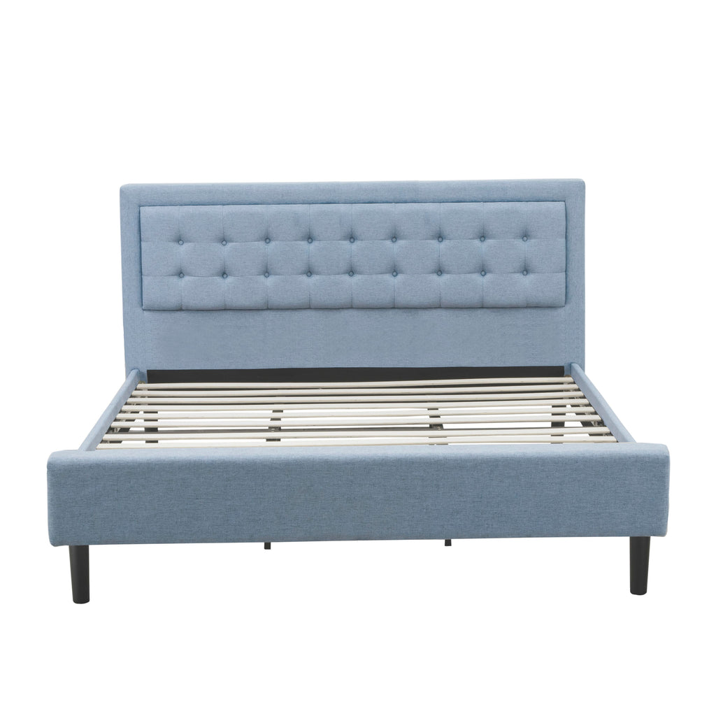 FN11K-VHQ96 3-Piece King Bedroom Set with Frame and Nightstands in Denim Blue Linen