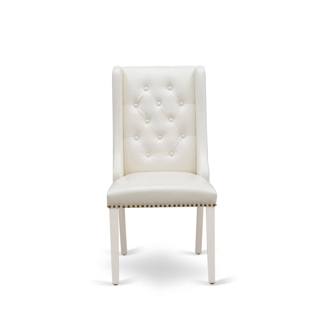 3-Piece Dining Set OXFO3-GIT-NL Square Table & Faux Leather Chairs Duo, 36x36, White Finish