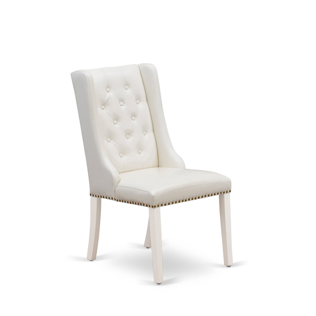 3-Piece Dining Set OXFO3-GIT-NL Square Table & Faux Leather Chairs Duo, 36x36, White Finish