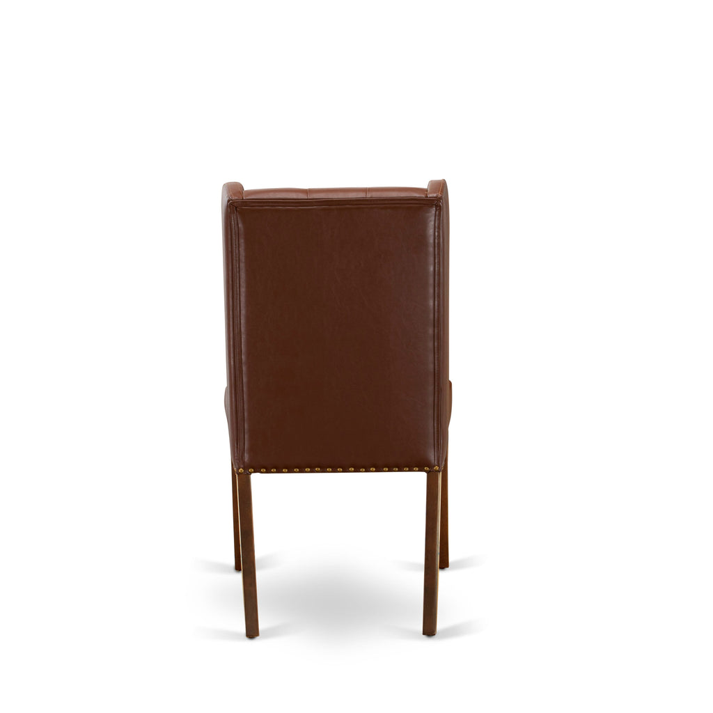 HLFO5-BRS-K5 Elegant Modern 5 Piece Dining Set with Circular Table & Faux Brown Chairs