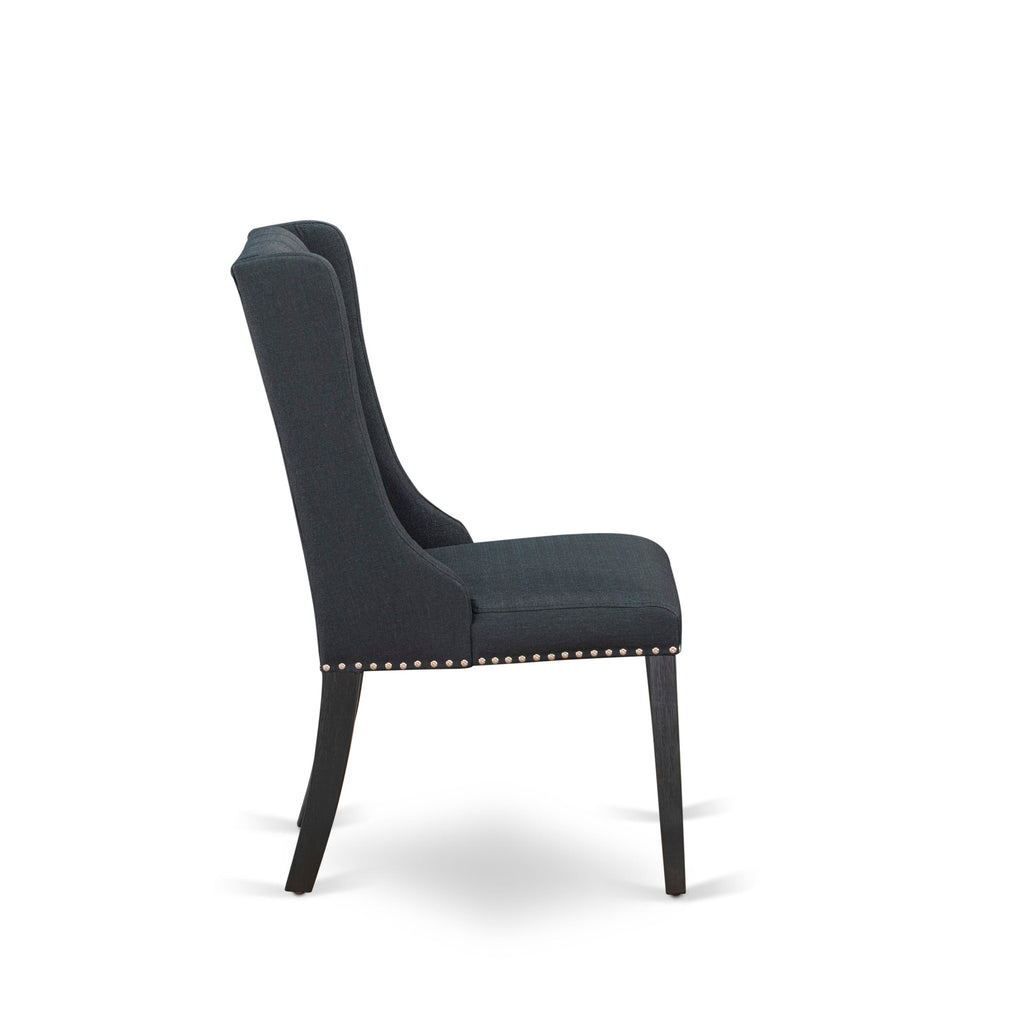 X07FO-RY8-Z7 9-Piece Dining Ensemble with Bench Seating and Black-Linen Design, Wire Finished