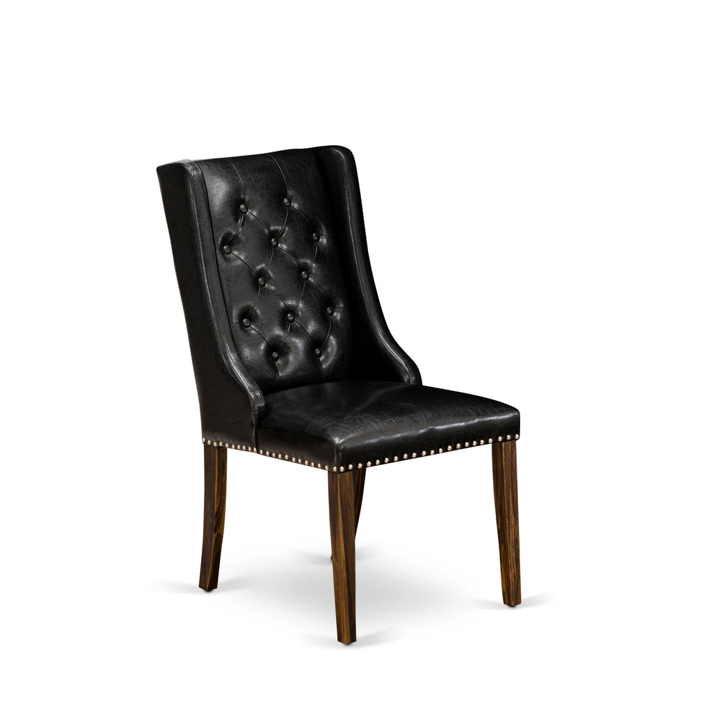 X626FMRSQ-0 Elegant 5-Piece Dining Ensemble with X-Legged Table and Black Upholstered Parson Chairs for Cozy Spaces