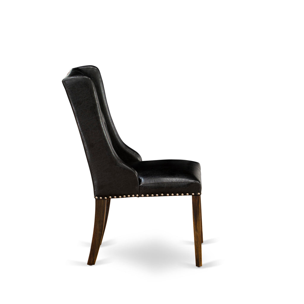 X626FMRSQ-0 Elegant 5-Piece Dining Ensemble with X-Legged Table and Black Upholstered Parson Chairs for Cozy Spaces