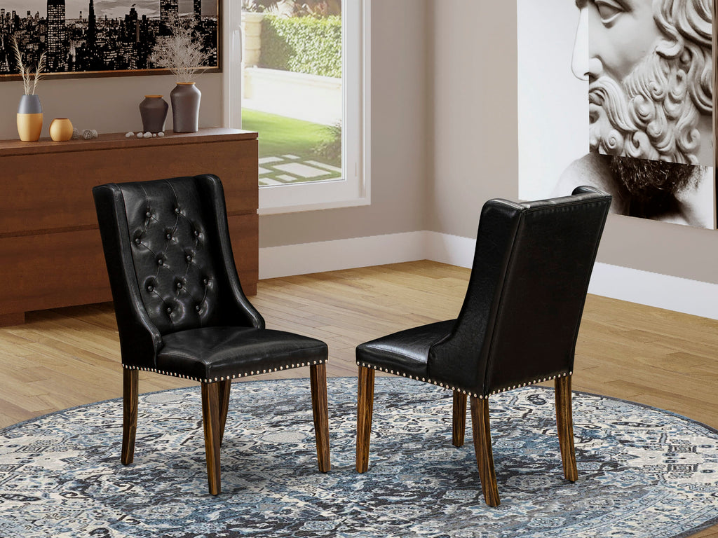 FOP7T5Y Exquisite Button Tufted Jacobean Dining Chairs - Nailhead Trim Faux Leather Set of 2