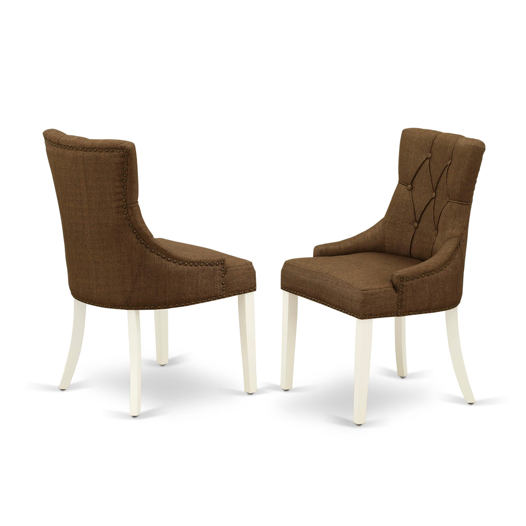 CAFR6-IC1-XW 6-Piece Dining Ensemble, Rectangular Table with 4 Beige Linen Fabric Chairs & Bench, 36x60 Linen White