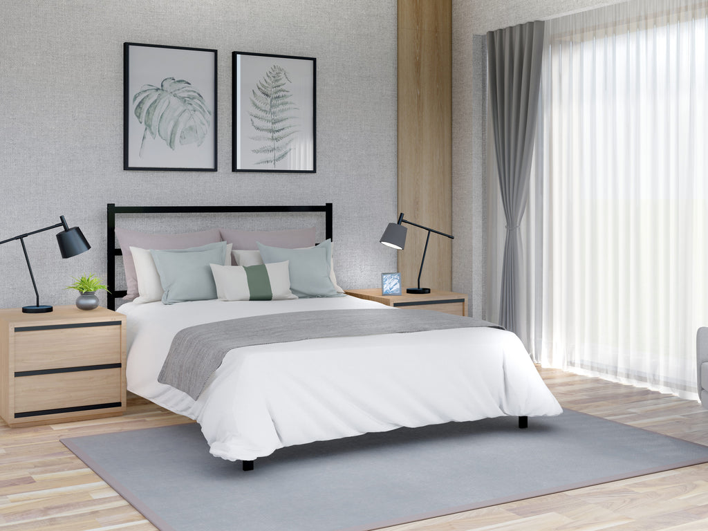FTQBBUH Queen Platform Bed - Sleek Design with Five Sturdy Legs in Textured Black Finish