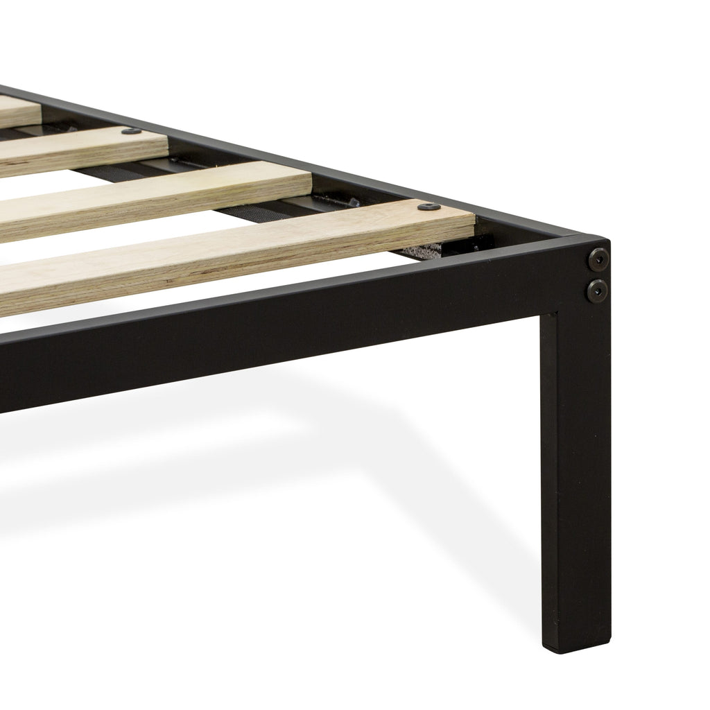 FTQBBUH Queen Platform Bed - Sleek Design with Five Sturdy Legs in Textured Black Finish