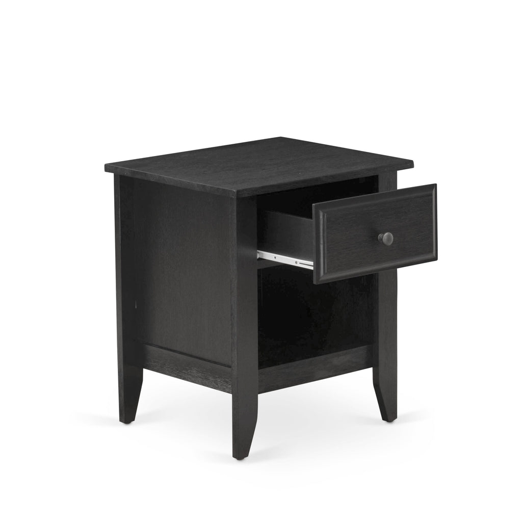 KD18F-XJB80 Bedroom Duo Elegant Upholstered Full Platform Bed & Wooden Nightstand Ensemble