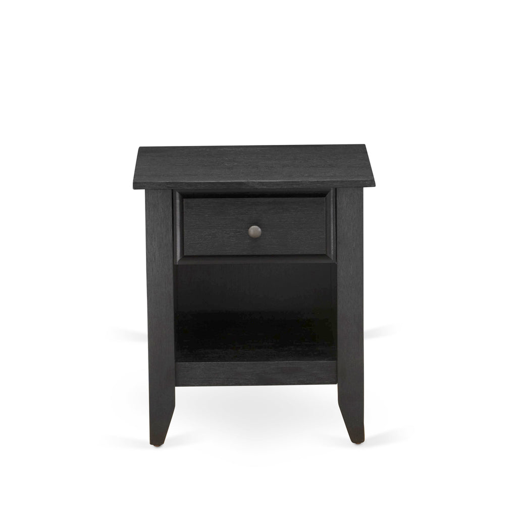 KD18F-XJB80 Bedroom Duo Elegant Upholstered Full Platform Bed & Wooden Nightstand Ensemble