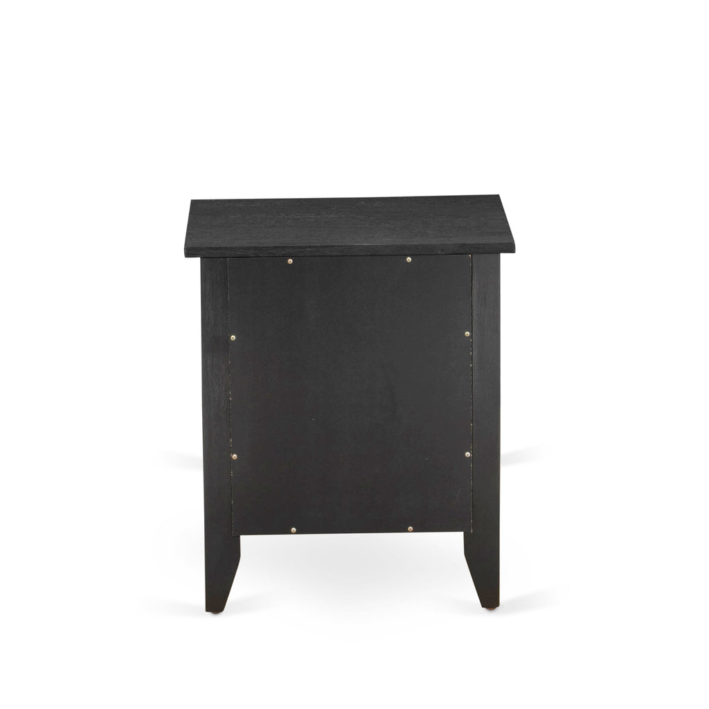 KD18Q-379IL Queen Bedroom Ensemble Wood Bed, Linen Padded Headboard & Nightstand Combo with Black Leg Finish