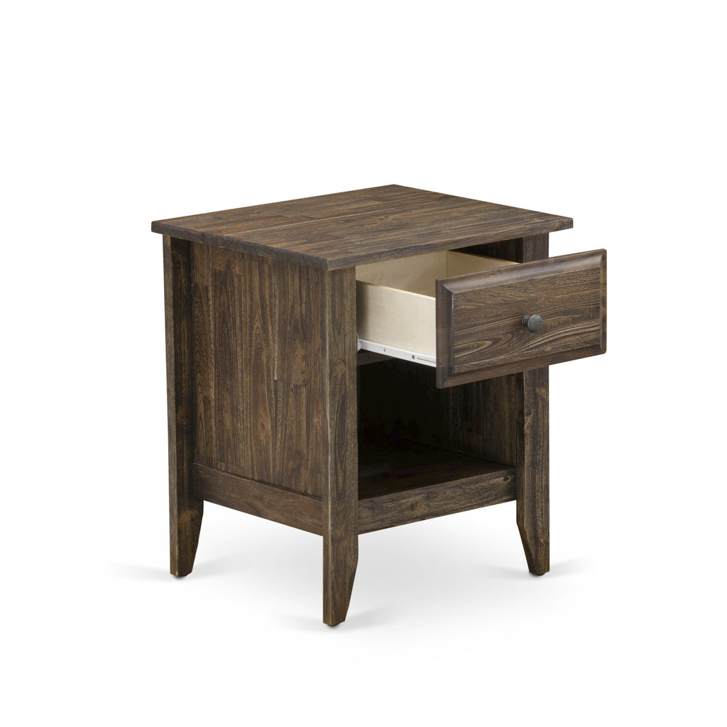 FN08Q-LG40R Elegant Bedroom Collection Queen Wingback Bed & Stylish Night Stand in Mist Beige Linen