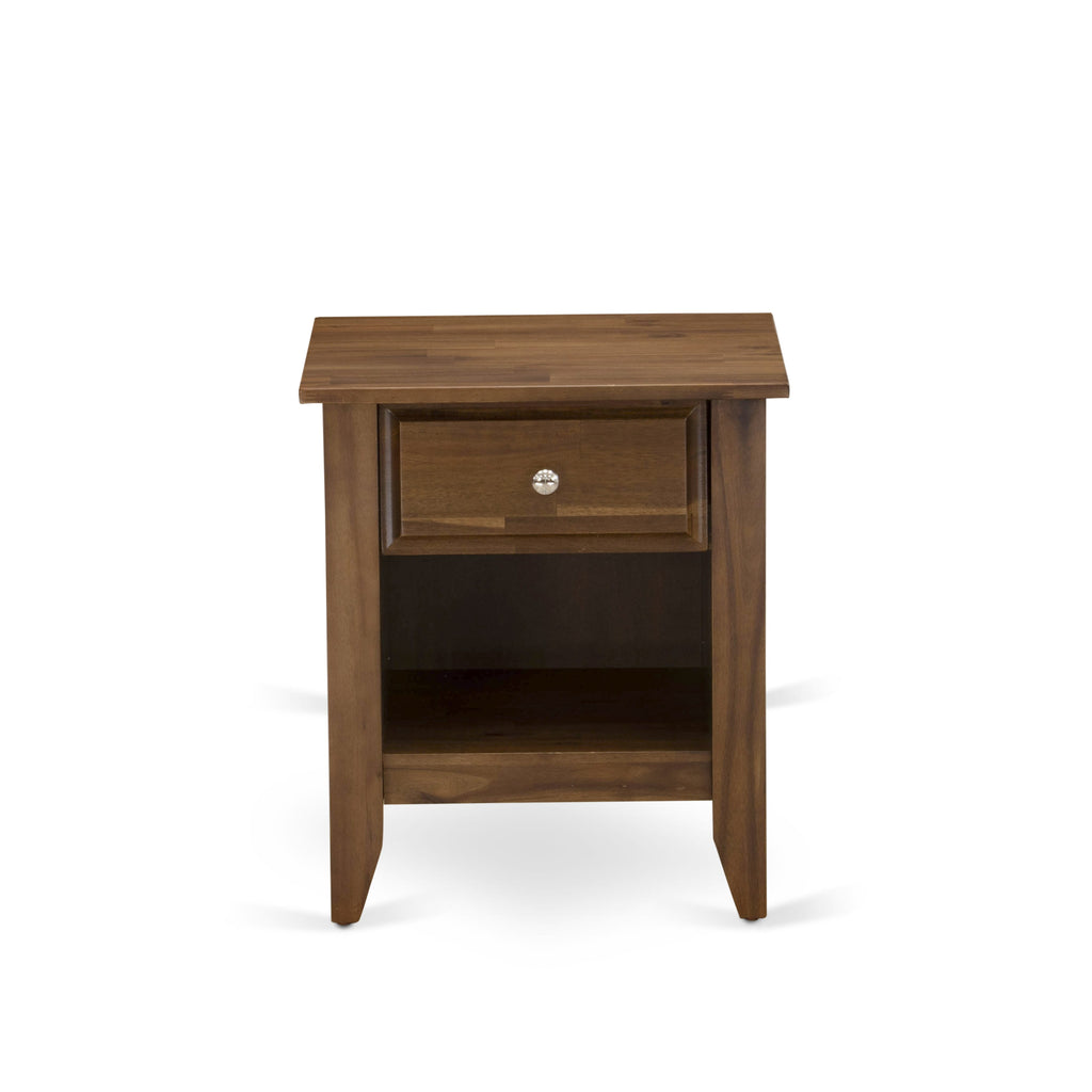 KD18F-Z4G2I Charming Bedroom Furnishing Duo - Padded Full Bed Frame with Elegant Brown Fabric and Tufted Headboard Paired with Stylish Nightstand with Drawer