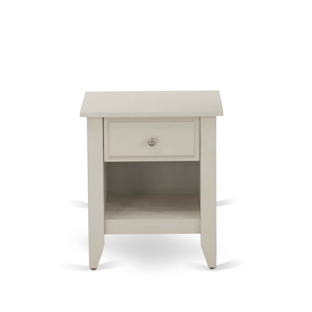 FN11Q-TQPN1 2-Piece Bedroom Ensemble Queen Frame & Nightstand, Sturdy Build - Denim Blue Linen