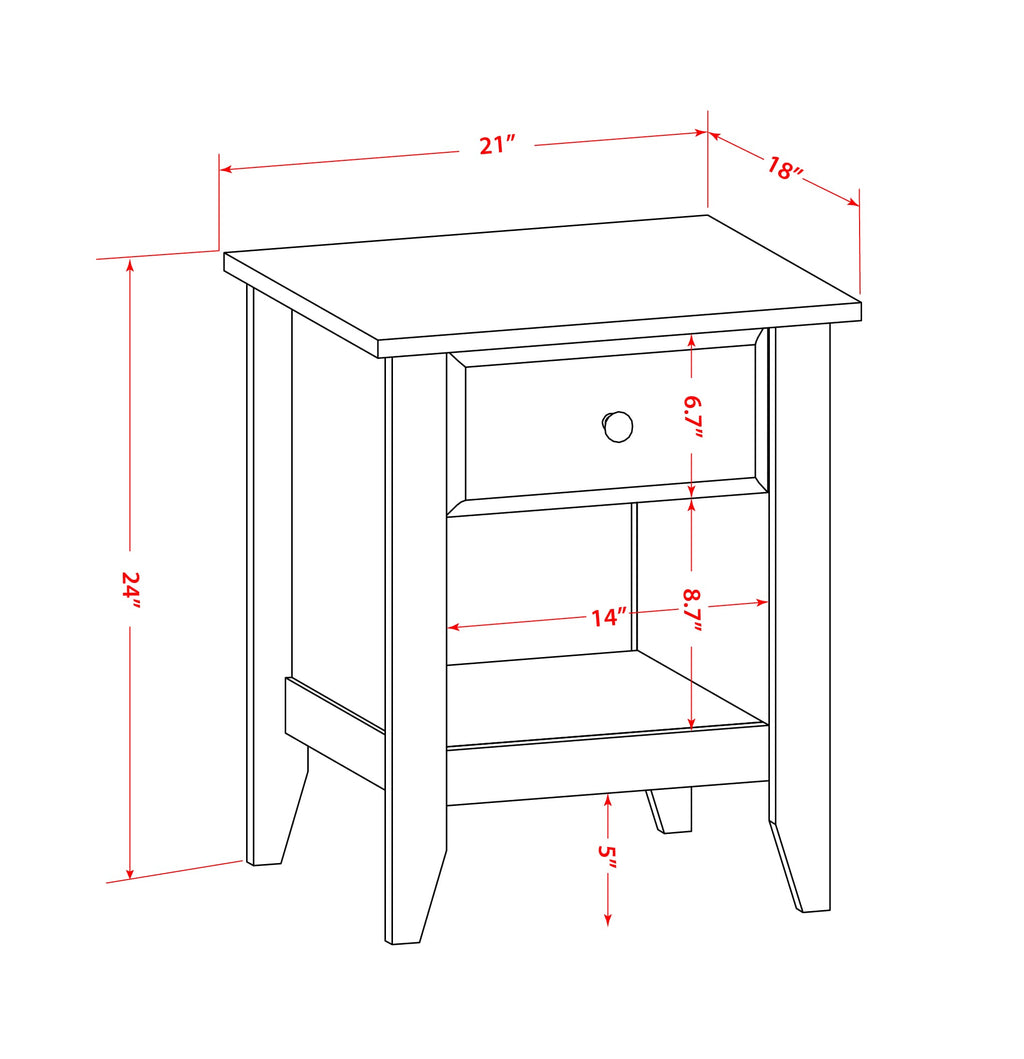 FN11Q-TQPN1 2-Piece Bedroom Ensemble Queen Frame & Nightstand, Sturdy Build - Denim Blue Linen