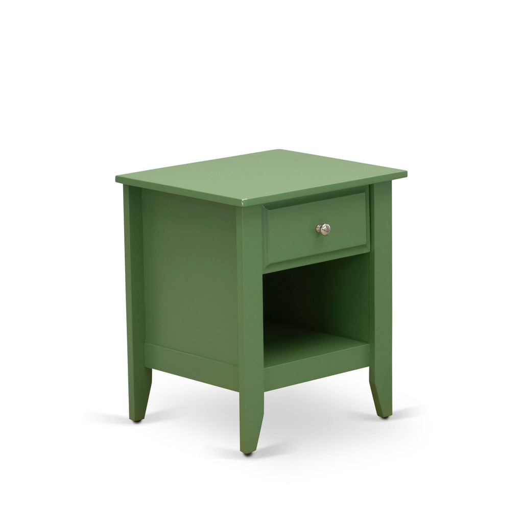 GA-12-75 Gallatin Bedside Table Sleek Clover Green Night Stand with Rectangle Design & Handy Bedroom Drawer, 18x21 Inch
