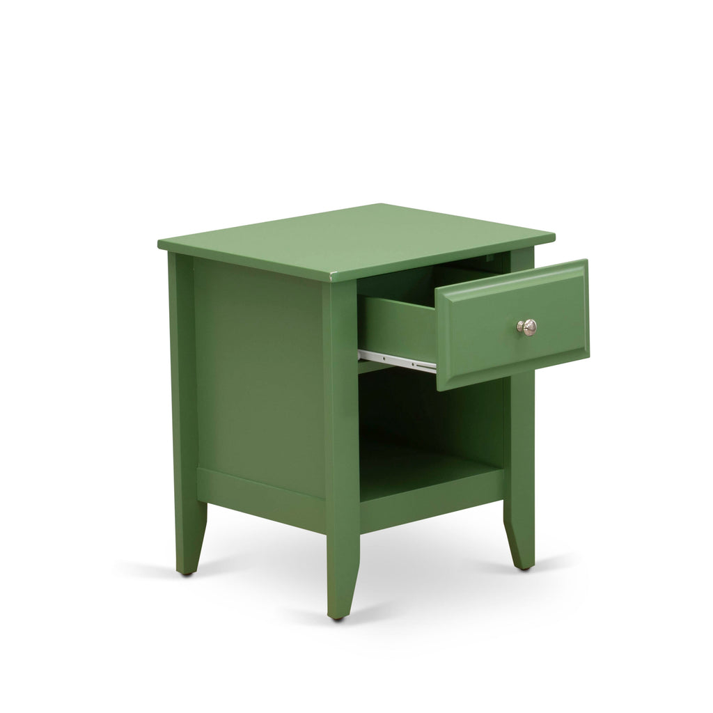 NL19Q-8SNXA Three-Piece Bedroom Ensemble with Tufted Queen Bed & Green Accent Nightstand