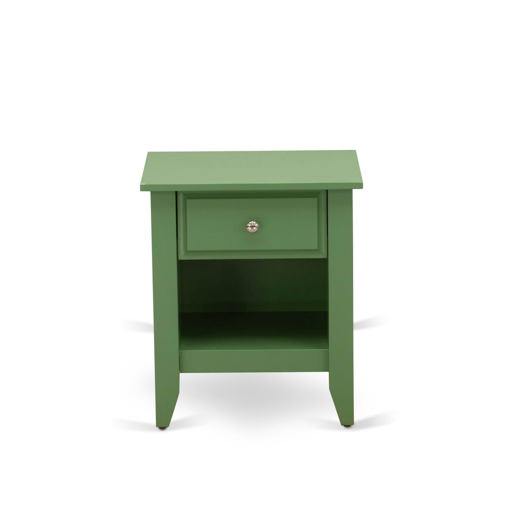 NL19Q-8SNXA Three-Piece Bedroom Ensemble with Tufted Queen Bed & Green Accent Nightstand
