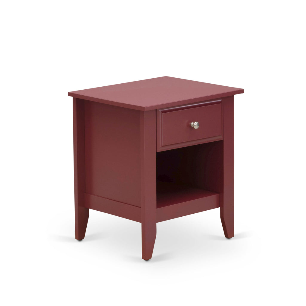 GA-13-LM Classic Bedroom Nightstand in Lovely Burgundy - 18x21 Rectangle with Handy Drawer