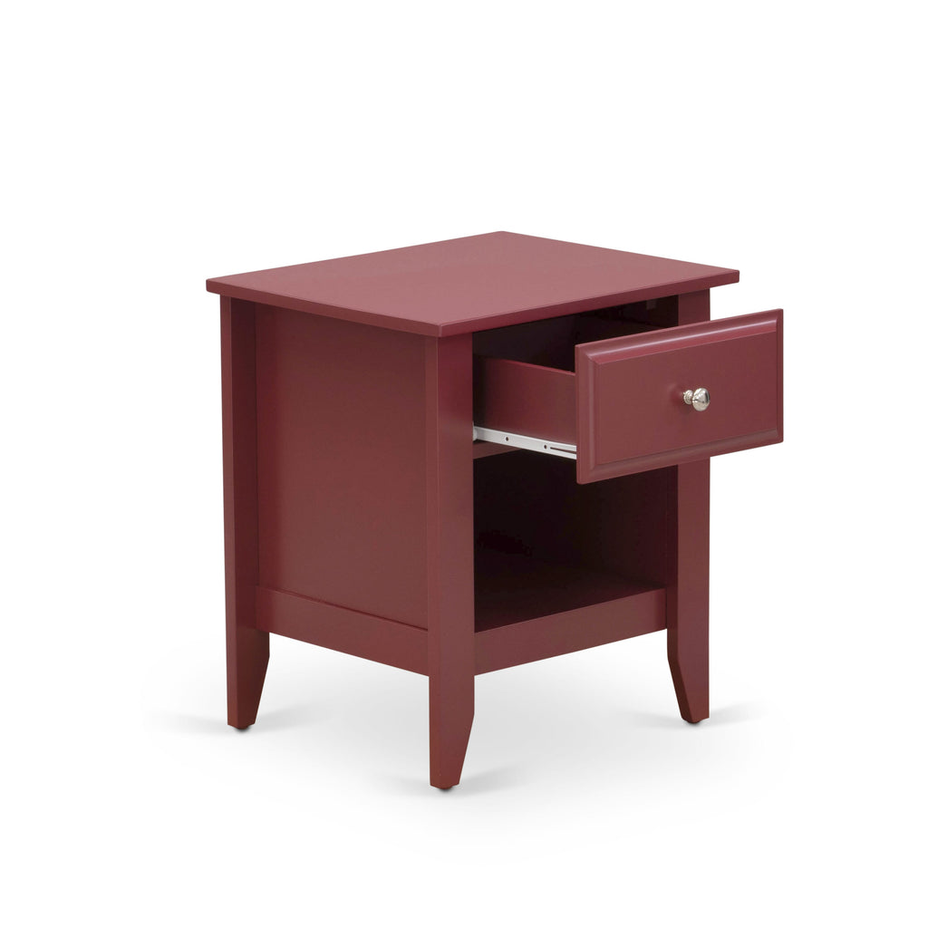 GA-13-LM Classic Bedroom Nightstand in Lovely Burgundy - 18x21 Rectangle with Handy Drawer