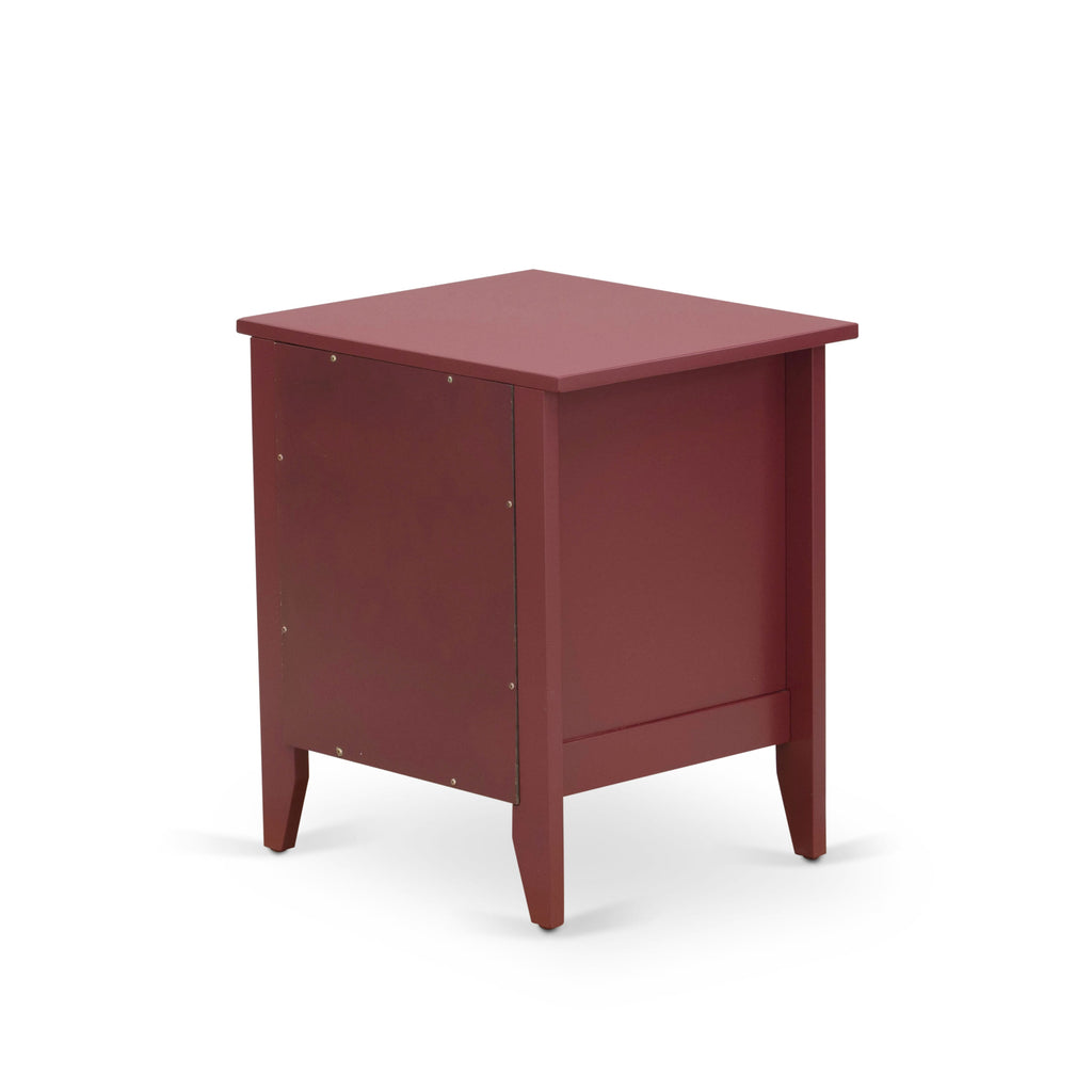 NL19F-0071W Elegant Full Bed Ensemble Tufted Velvet Frame & Rich Burgundy Stand