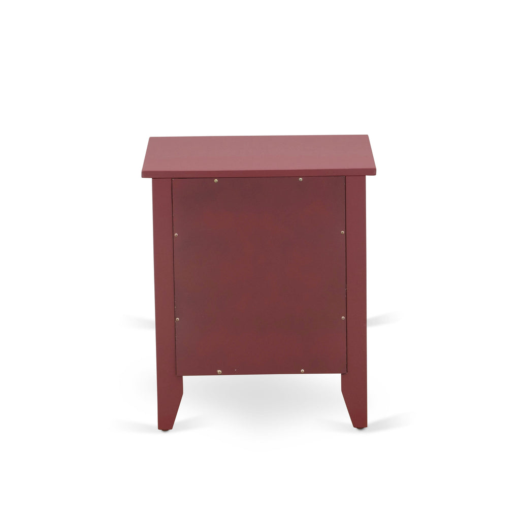 GA-13-LM Classic Bedroom Nightstand in Lovely Burgundy - 18x21 Rectangle with Handy Drawer