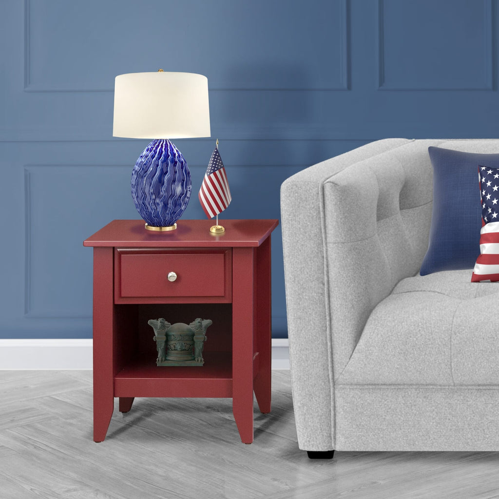 GA-13-LM Classic Bedroom Nightstand in Lovely Burgundy - 18x21 Rectangle with Handy Drawer