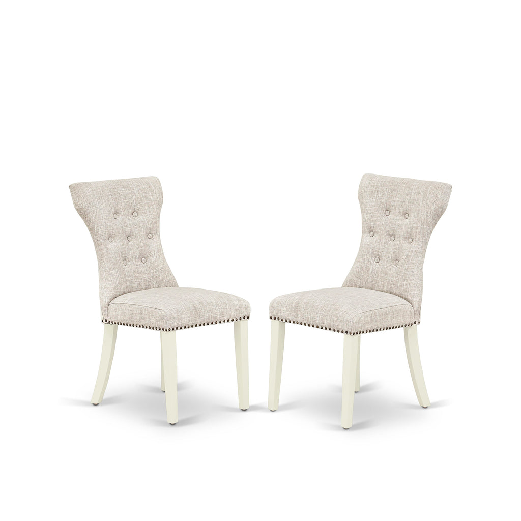 X077GKG3O-Y 9-Piece Dining Ensemble Rectangle Table and Chairs Upholstered in Doeskin Linen, 40x72 Multicolor Elegance