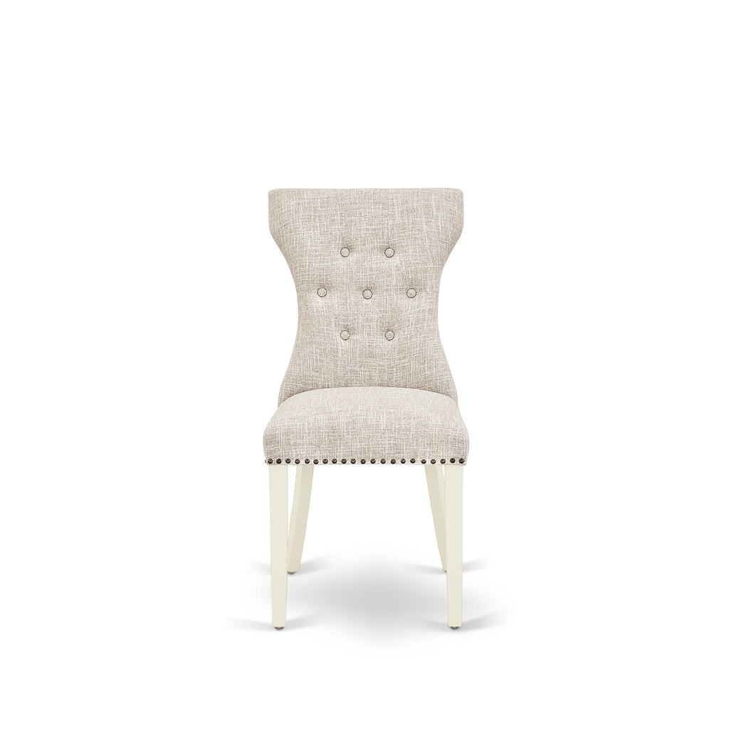 X077GKG3O-Y 9-Piece Dining Ensemble Rectangle Table and Chairs Upholstered in Doeskin Linen, 40x72 Multicolor Elegance