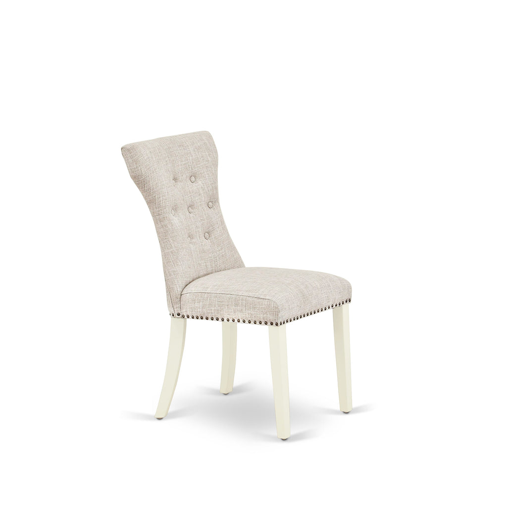 X077GKG3O-Y 9-Piece Dining Ensemble Rectangle Table and Chairs Upholstered in Doeskin Linen, 40x72 Multicolor Elegance