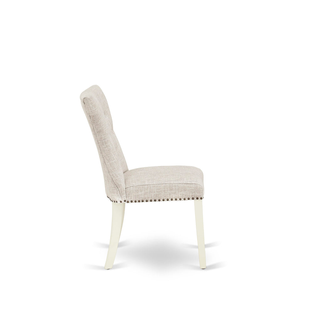 X077GKG3O-Y 9-Piece Dining Ensemble Rectangle Table and Chairs Upholstered in Doeskin Linen, 40x72 Multicolor Elegance