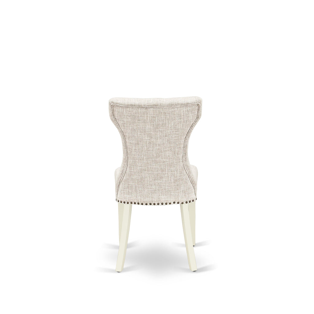 X077GKG3O-Y 9-Piece Dining Ensemble Rectangle Table and Chairs Upholstered in Doeskin Linen, 40x72 Multicolor Elegance