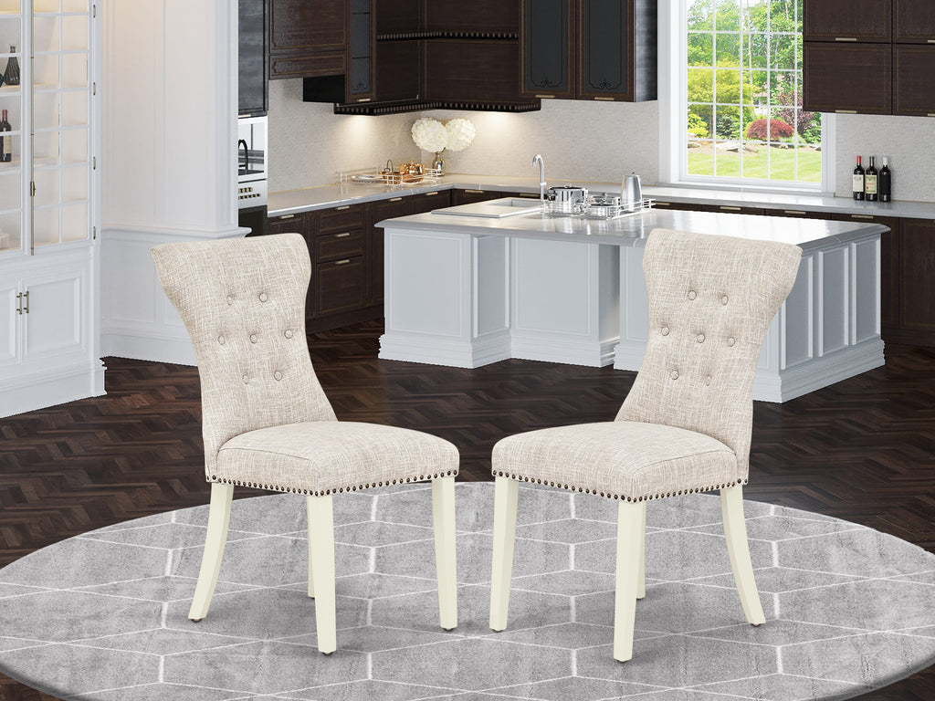 GAP2TZK 35 Dining Room Set of 2 Upholstered Chairs with Button-Tufted Nailhead Details in Doeskin