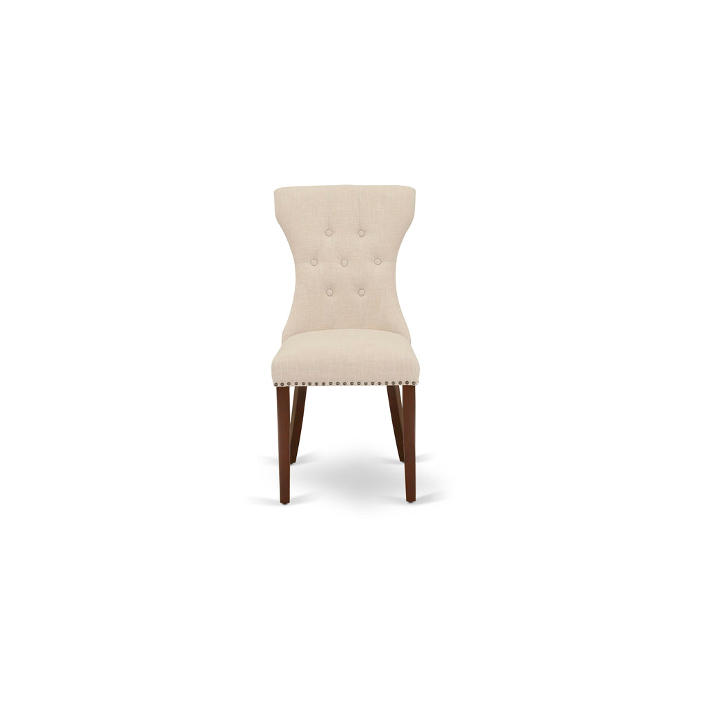 Dining Set DOGA7-OXL-CF Rectangular Table with Extension Leaf & 6 Beige Linen Chairs, 42x78