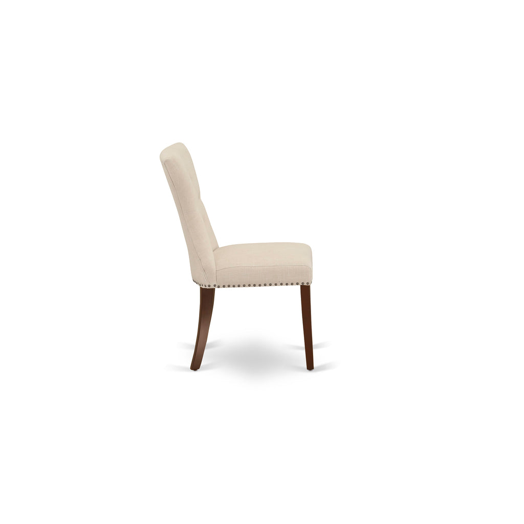 Dining Set DOGA7-OXL-CF Rectangular Table with Extension Leaf & 6 Beige Linen Chairs, 42x78